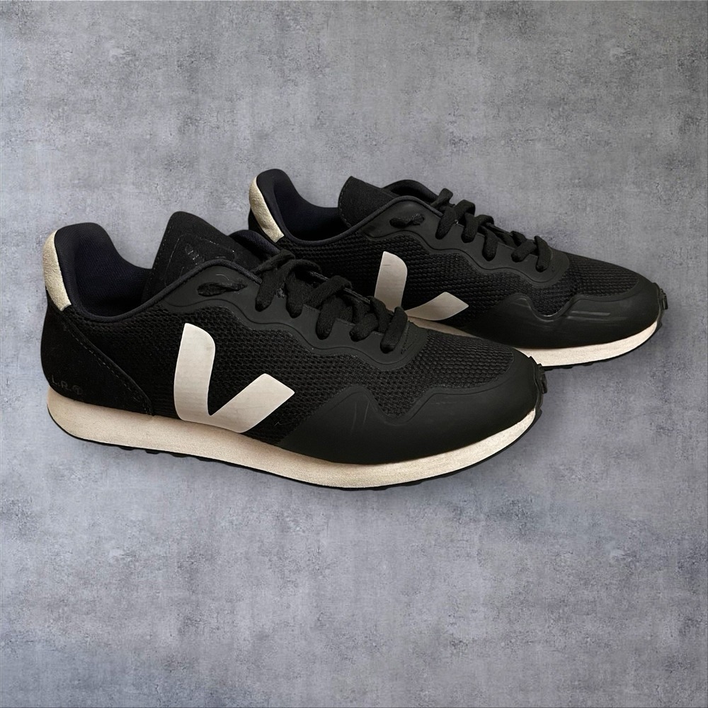 Veja Black Sneakers with White V Logo